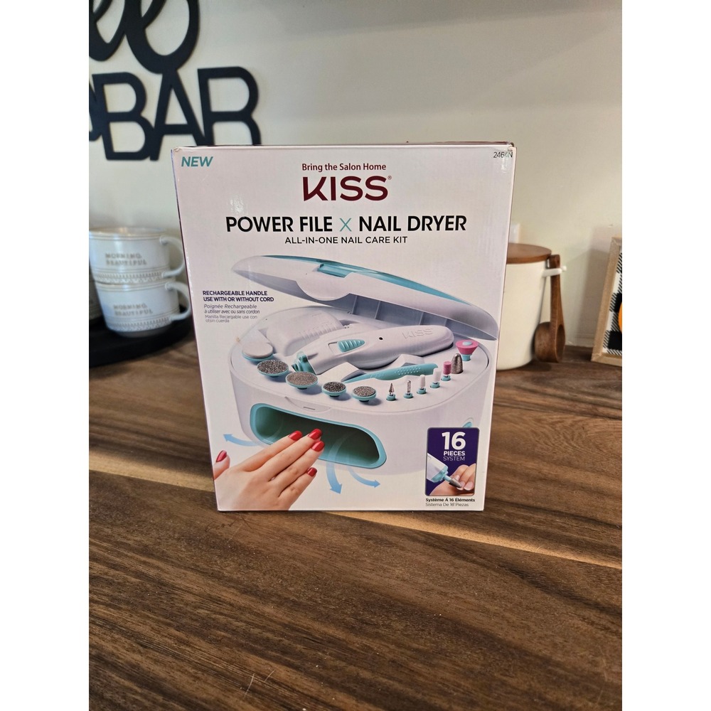 KISS Power File x Nail Dryer All-In-One 16 Piece Nail Care Kit 02464N NEW